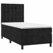Décoshop26 - Cadre de lit LED avec sommier tête de lit matelas 100x200 cm tissu velours noir TDL0209317 - noir 3001713847767