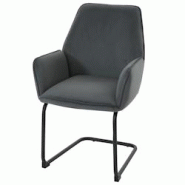 Décoshop26 - Chaise de salle à manger avec accoudoirs assise en tissu gris foncé 04_0006297 - gris 3000261691518 Décoshop26 - Chaise de salle à manger avec accoudoirs assise en tissu gris foncé 04_0006297 - gris 3000261691518