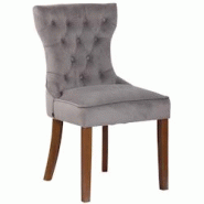 Décoshop26 - Chaise de salle à manger x 1 style Chesterfield dossier capitonné en velours gris et pieds en bois clair 10_0003737 - gris 3000251740738 Décoshop26 - Chaise de salle à manger x 1 style Chesterfield dossier capitonné en velours gris et pieds en bois clair 10_0003737 - gris 3000251740738
