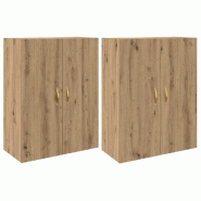 Helloshop26 - Lot de 2 armoires murales modernes avec 4 portes à charnières 69,5 x 34 x 90 cm en bois d'ingénierie chêne artisanal 02_0056044 - Bo