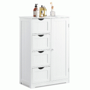 Helloshop26 - Meuble de rangement moderne pour salle de bain 56 x 30 x 81 cm avec 4 tiroirs et étagère réglable en MDF blanc 20_0012753 - blanc Boi