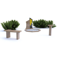 Jardins du souvenir - Stèle Memoria Double - Avec entourage octogonal 140 cm en granit massif - Avec banc courbe et table de cérémonie Jardins du souvenir - Stèle Memoria Double - Avec entourage octogonal 140 cm en granit massif - Avec banc courbe et table de cérémonie