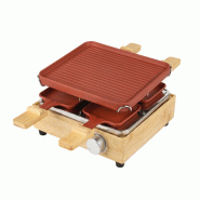 Menastyl - Appareil à raclette 4 personnes en aluminium brique et bambou - 3256391051795 Menastyl - Appareil à raclette 4 personnes en aluminium brique et bambou - 3256391051795