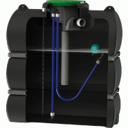 Récupérateur d'eau de pluie hors sol 700 L tout équipé - Cuve en polyéthylène rotomoulée, avec ceintures en acier galvanisé, tubes en PVC DN100