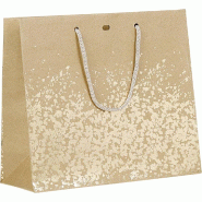 Sac papier kraft décor or poignées corde or eillet ferm. 25x10x22cm - par 12