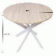 SKRAUT HOME - TABLE à MANGER RONDE FIXE, MODèLE ZEN, 90X90X77CM, POUR 4 CONVIVES, COULEUR CHêNE, PIEDS MéTALLIQUES COULEUR BLANC LAQUé MAT
