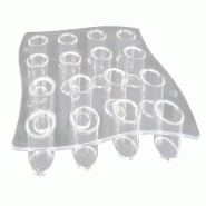 Support pour 16 verrines tubes PS transparent 15,5x15,5x1,6cm - par 2