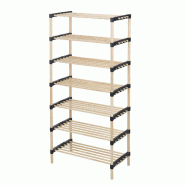 WellHome - Étagère à chaussures à 7 niveaux en bois et métal 110 cm - multi-matériau WH14351