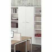 Armoire haute avec portes battantes - Quadrifoglio - Blanc pastel, Gris aluminium_0