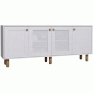 Buffet 4 portes en aggloméré Bohemian blanc avec cannage blanc (2 portes) Hanah Home - 8684283882205 Buffet 4 portes en aggloméré Bohemian blanc avec cannage blanc (2 portes) Hanah Home - 8684283882205