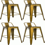 CLP Lot de 4 tabourets de bar Mason Or - jaune métal 312913