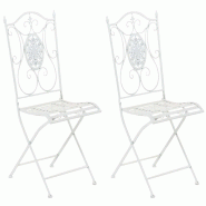 Décoshop26 - Lot de 2 chaises de jardin balcon terrasse design rustique pliable en métal blanc 10_0002876 - blanc métal 3000251253214 Décoshop26 - Lot de 2 chaises de jardin balcon terrasse design rustique pliable en métal blanc 10_0002876 - blanc métal 3000251253214