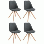 Décoshop26 - Lot de 4 chaises de salle à manger design scandinave en tissu gris foncé et pieds en bois clair forme carré 10_0003203 - gris 3000251 Décoshop26 - Lot de 4 chaises de salle à manger design scandinave en tissu gris foncé et pieds en bois clair forme carré 10_0003203 - gris 3000251