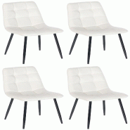 Décoshop26 - Lot de 4 chaises de salle à manger style moderne et confortable en tissu velours blanc crème et métal noir 10_0001791 - beige métal