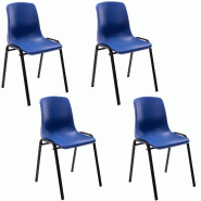 Décoshop26 - Lot de 4 chaises visiteur empilable salle d'attente en plastique bleu et métal 10_0003205 - bleu 3000251454420