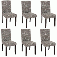 Décoshop26 - Lot de 6 chaises de salle à manger en tissu imprimé gris pieds foncés CDS04220 - gris 3000068244801 Décoshop26 - Lot de 6 chaises de salle à manger en tissu imprimé gris pieds foncés CDS04220 - gris 3000068244801