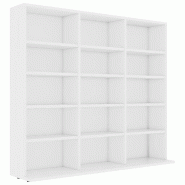 Helloshop26 - Armoire à CD pratique et décorative salle de séjour avec 15 compartiments 100 x 23 x 89 cm en bois d'ingénierie blanc 02_0047691 - b