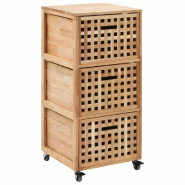 Helloshop26 - Armoire de salle de bains élégante avec 3 paniers pratique 41 x 41 x 91 cm en noyer naturel 02_0046314 - Bois massif 3000234167095