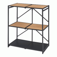 Helloshop26 - Étagère design intemporel salon chambre meuble de rangement autoportante pliante à 3 niveaux métal 81 x 68 x 38 cm MDF 03_0011144 -