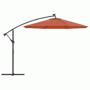 Helloshop26 - Parasol déporté à led et mât en acier diamètre 300 cm orange 02_0008580 - orange métal 3000457782723