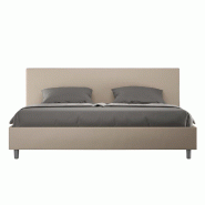 Lit Coffre Capitonné Simili Cuir Gris Tourterelle Adele 180X210 - marron VE1821ADEL023-CT