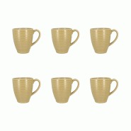 Novastyl - Lot de 6 mugs turbolino 37cl en grès jaune - 3256391061442 Novastyl - Lot de 6 mugs turbolino 37cl en grès jaune - 3256391061442