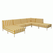 Salon de jardin bas modulable rayé 6 places jaune - jaune aluminium 115897