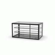 Vitrine neutre INTEGRA à poser - 1000 mm - 3 niveaux - H815 mm - IN100-80N | Sayl Barcelona- Accès arrière - noir 674005069715