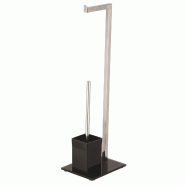 WellHome - Porte-rouleau avec brosse WC en acier inoxydable et verre 22x18x70,5cm couleur noire - noir inox WH17005