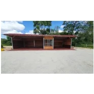 Abri double avec râtelier en poteaux métal - ABRATPRO - Bois Douglas et acier galvanisé - 3m x 3m Abri double avec râtelier en poteaux métal - ABRATPRO - Bois Douglas et acier galvanisé - 3m x 3m