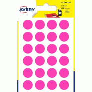 AVERY Lot de 10 Etui de 168 pastilles adhésives, diamètre 15 mm, coloris rose (7 feuilles / cdt) - 5014702087769