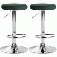 CLP Lot de 2 tabourets de bar Ponte velours Vert/Métal chromé - vert textile 323466 CLP Lot de 2 tabourets de bar Ponte velours Vert/Métal chromé - vert textile 323466