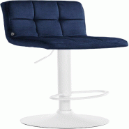 CLP Tabouret de bar Pérou velours Bleu/Blanc - bleu textile 323780