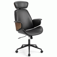COSTWAY Chaise ergonomique, avec accoudoirs courbés, dossier et appui-tête, fonction bascule, pour maison et bureau - multicolore métal ON33378PW