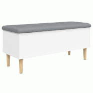 Décoshop26 - Banc banquette de rangement avec coussin d'assise gris 102 x 42 x 46 cm bois d'ingénierie blanc DEC024708 - blanc 3000254859994