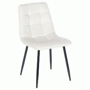 Décoshop26 - Chaise de salle à manger x1 coutures forme carrées en velours blanc crème pieds en métal noir 10_0001959 - blanc 3000250765732 Décoshop26 - Chaise de salle à manger x1 coutures forme carrées en velours blanc crème pieds en métal noir 10_0001959 - blanc 3000250765732
