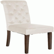 Décoshop26 - Chaise de salle à manger x1 élégance capitonnée et confort en velours crème cadre en bois marron foncé 10_0007383 - 3000266082090