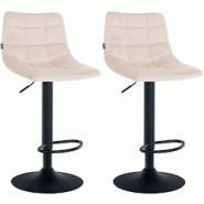 Décoshop26 - Lot de 2 tabourets de bar en velours beige base métal noir réglable en hauteur et repose-pieds TDB10623 - beige 3002468432697 Décoshop26 - Lot de 2 tabourets de bar en velours beige base métal noir réglable en hauteur et repose-pieds TDB10623 - beige 3002468432697