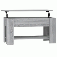Décoshop26 - Table basse avec plateau relevable 101 x 49 x 52 cm bois d'ingénierie gris DEC039970 - gris Bois massif 3000264688546