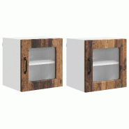 Helloshop26 - Lot de 2 armoires murales de cuisine design moderne 40 x 31 x 40 cm en bois d'ingénierie bois ancien 02_0054198 - Bois massif 300023834