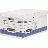 Lot de 10 Container à archives Bankers Box System Flip Top Maxi, assemblage auto Fastfold, coloris blanc/bleu - 1141501