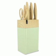 Menastyl - Bloc A Couteaux 6 Pieces En Polypropylene Celadon Et Effet Bois - 3256391024638 Menastyl - Bloc A Couteaux 6 Pieces En Polypropylene Celadon Et Effet Bois - 3256391024638