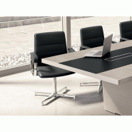 Siège de réunion haut de gamme Colonel en cuir pied giratoire en aluminium brillant pour conférences Siège de réunion haut de gamme Colonel en cuir pied giratoire en aluminium brillant pour conférences