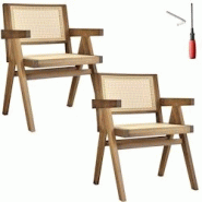 TecTake GmbH tectake 2 chaises de salle à manger cannage viennois et accoudoirs chêne clair - 405896 - beige Bois massif 405896 TecTake GmbH tectake 2 chaises de salle à manger cannage viennois et accoudoirs chêne clair - 405896 - beige Bois massif 405896