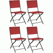Chaise pliante en acier et toile Dream (Lot de 4) Graphite, rouge Alizé - 3700866348120 Chaise pliante en acier et toile Dream (Lot de 4) Graphite, rouge Alizé - 3700866348120
