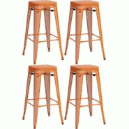 Décoshop26 - Set de 4 tabourets de bar avec repose-pieds design industriel empilable en métal perforé orange 10_0004512 - 3000252149301 Décoshop26 - Set de 4 tabourets de bar avec repose-pieds design industriel empilable en métal perforé orange 10_0004512 - 3000252149301