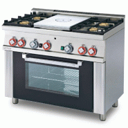 Fourneau gaz 4 feux avec plaque coupe feu sur four gaz GN1/1 - TPF4-610G | MagicLotus 600 - Porte(s) vitrée(s)