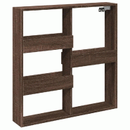 Helloshop26 - Armoire murale flottante gain de place rangement pratique 80 x 15 x 80 cm en bois d'ingénierie marron 02_0050526 - marron Bois massif 3