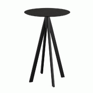 Infinity mange-debout avec piètement noir + plateau HPL noir Ø 70 cm