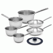 Lot de 4 casseroles 16/18/20/22 cm et poêles en inox 24/28 cm avec couvercle Fackelmann Rhona - gris inox 3176239913347